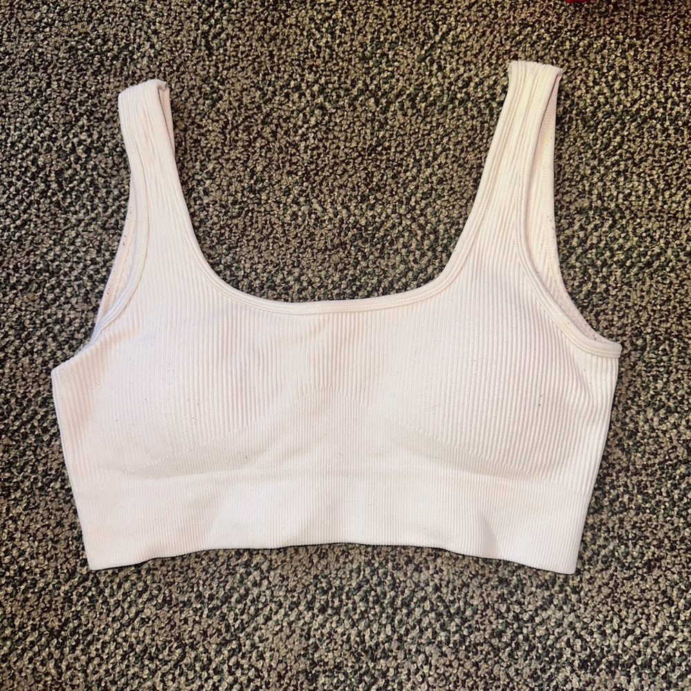 White Ribbed Crop Top